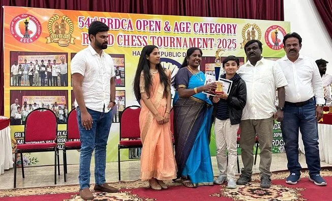 Chess Forge students Chirag and Kirthan celebrating first place