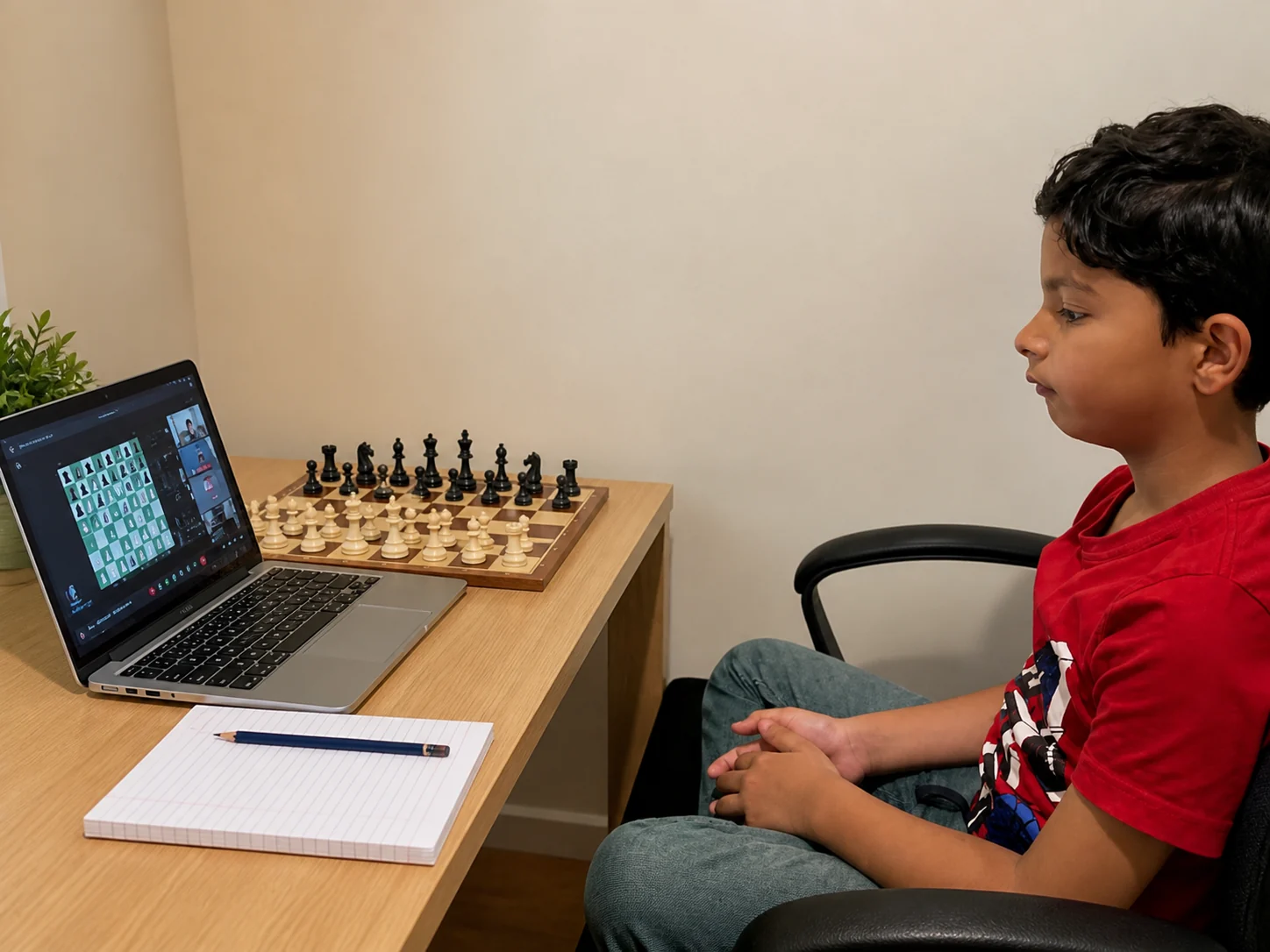 Students attending online chess coaching